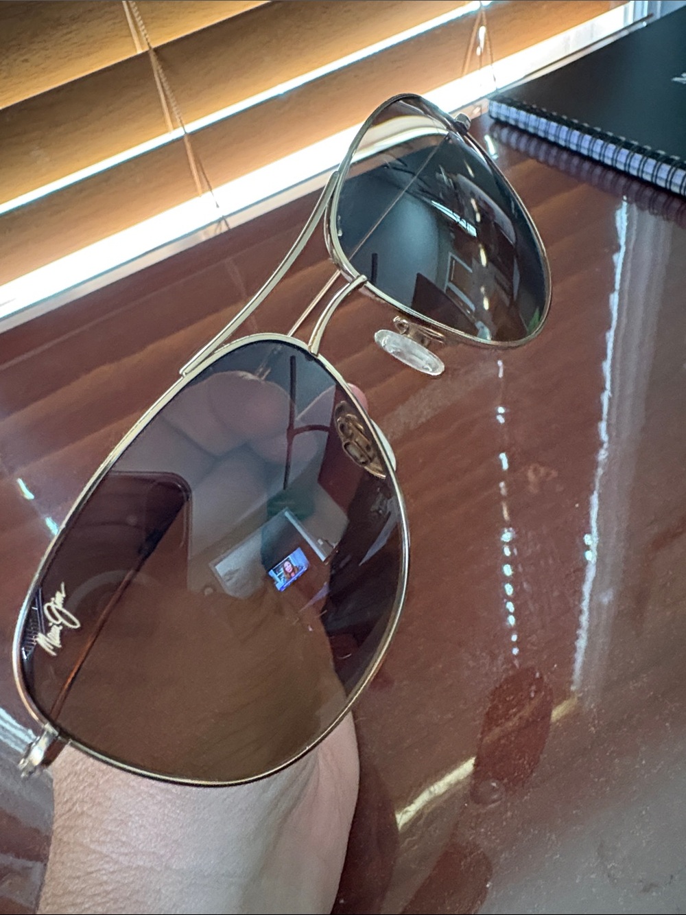 Maui Jim Cliff House Gold Titanium Frame Brown Lens Aviator Sunglasses - Picture 2 of 10